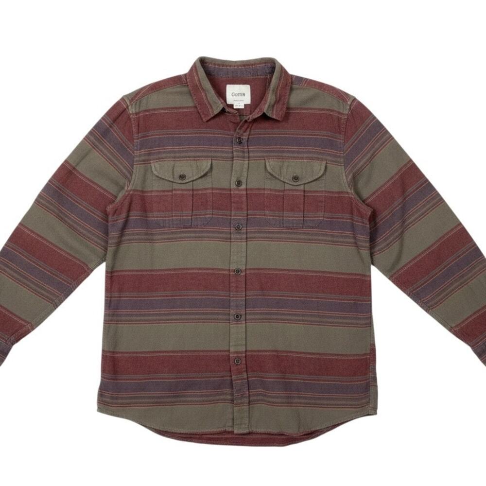 Katin Flannel Shirt Mens Large Midweight Green Red Outdoor Long Sleeve Skater